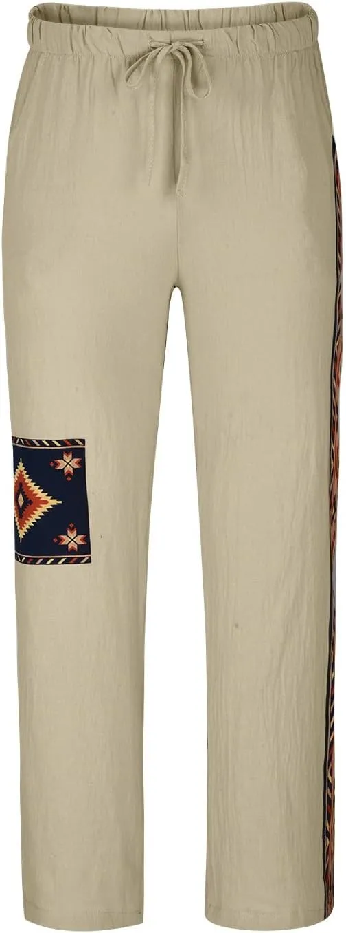 Pants for Mens Summer Fall Linen Loose Fit Track Yoga Flare Wide Leg Pants Man 2024