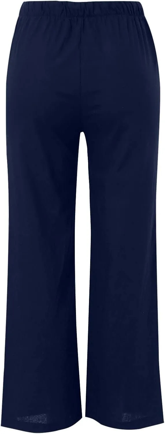 Pants for Women High Waisted Casual Wide Leg Palazzo Pants Long Long Straight Trousers Loose Outfits Pockets Beach