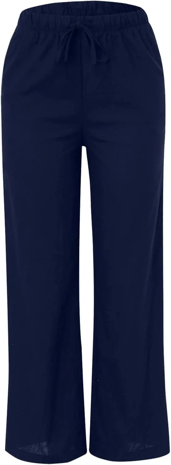Pants for Women High Waisted Casual Wide Leg Palazzo Pants Long Long Straight Trousers Loose Outfits Pockets Beach