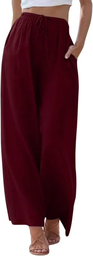 Pants for Women High Waisted Casual Wide Leg Palazzo Pants Long Long Straight Trousers Loose Outfits Pockets Beach