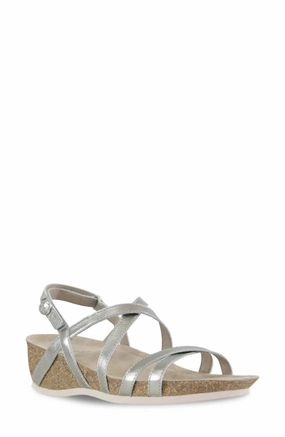 Elevated Fit Women's Tarifa Strappy Wedge Sandal In Silver