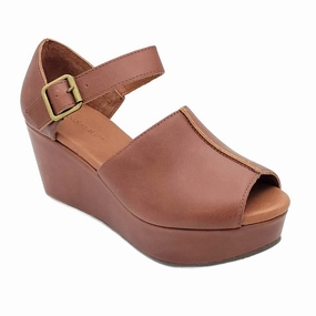 Women Wawa Wedge In Brown Leather Relaxed Style