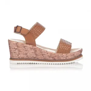 Pasadena Leather Wedge In Cognac Nappa Logo Sole Bow Sole