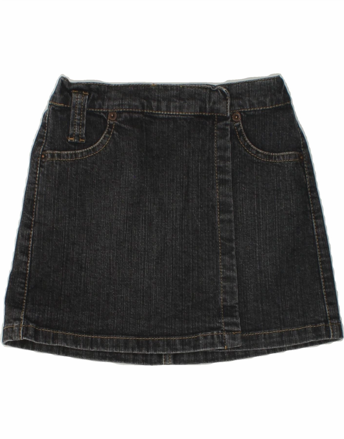 Side-Pocket Versatile Layers REPLAY AND SONS Girls Denim Wrap Skirt 3-4 Years W20  Black Cotton