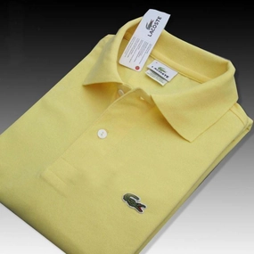 Multi Purpose Wear Sporty Look Wear Lacoste Polo Neck Plain T shirt Yellow