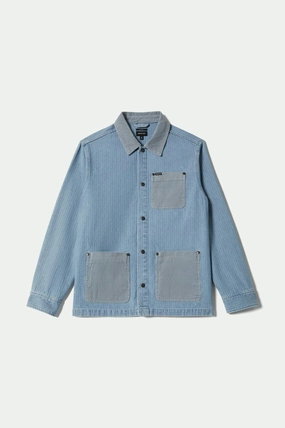 Herringbone Lightweight Chore Coat - Light Wash Denim Herringbone Urban Commute Share