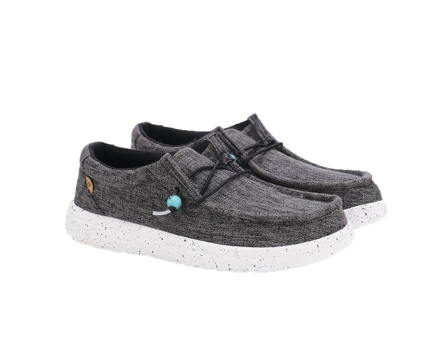Paula Elastic Tie Loafer In Dark Grey Soft Path Lifestyle Look