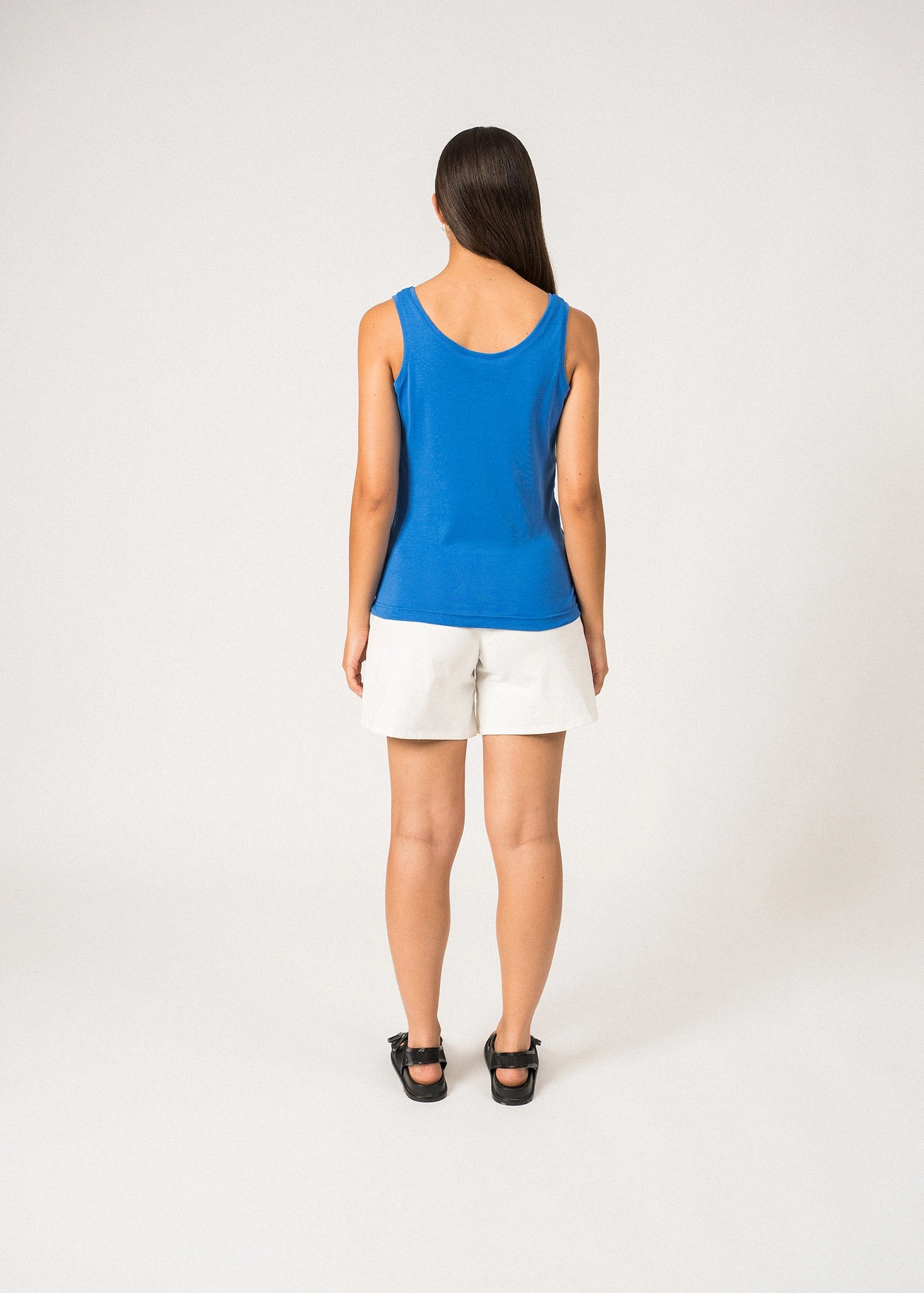 Scalloped Edge PEARL - Twill Cotton Shorts with High Waist - Straight Cut | Straight Cut (WHITE)