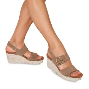 Peasant Wedge Sandal In Greige Stretchable Fresh Energy