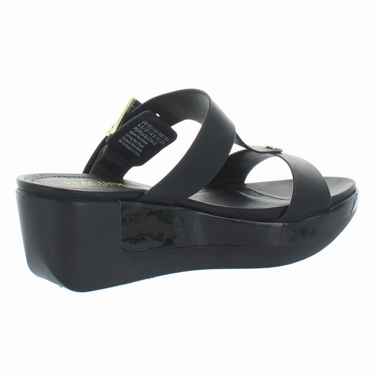 Comfort Match Dynamic Cushion Pepea Buckle Womens Faux Leather Open Toe Wedge Sandals