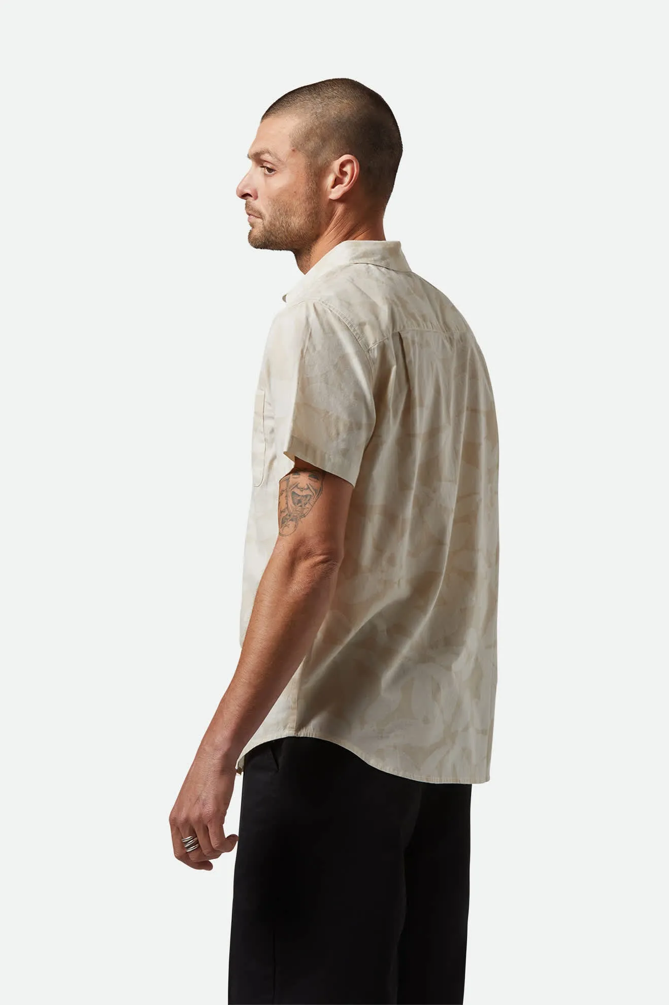Charter Print S/S Shirt - Beige/Whitecap Floral Ventilated Back