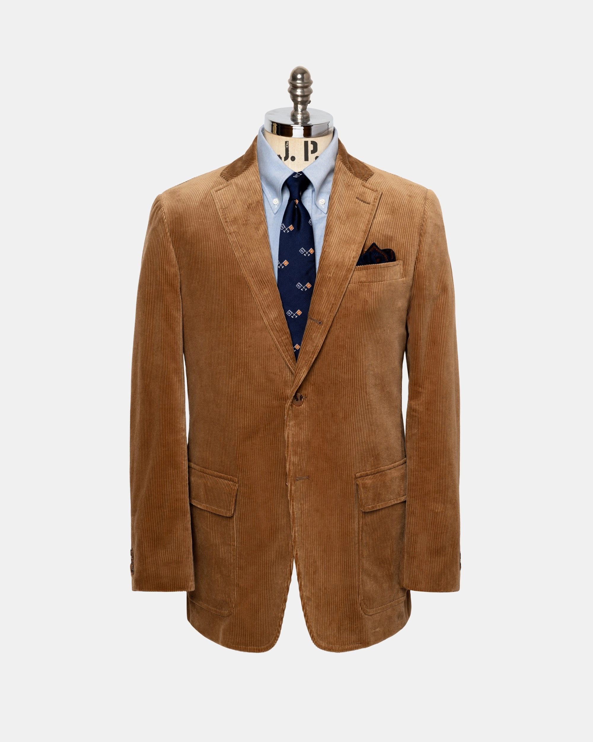 Made-in-USA Tan Duca Visconti Corduroy Sport Coat Flattering Cut Custom Tailored