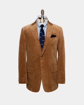 Made-in-USA Tan Duca Visconti Corduroy Sport Coat Trendy Wear Sleek Comfort