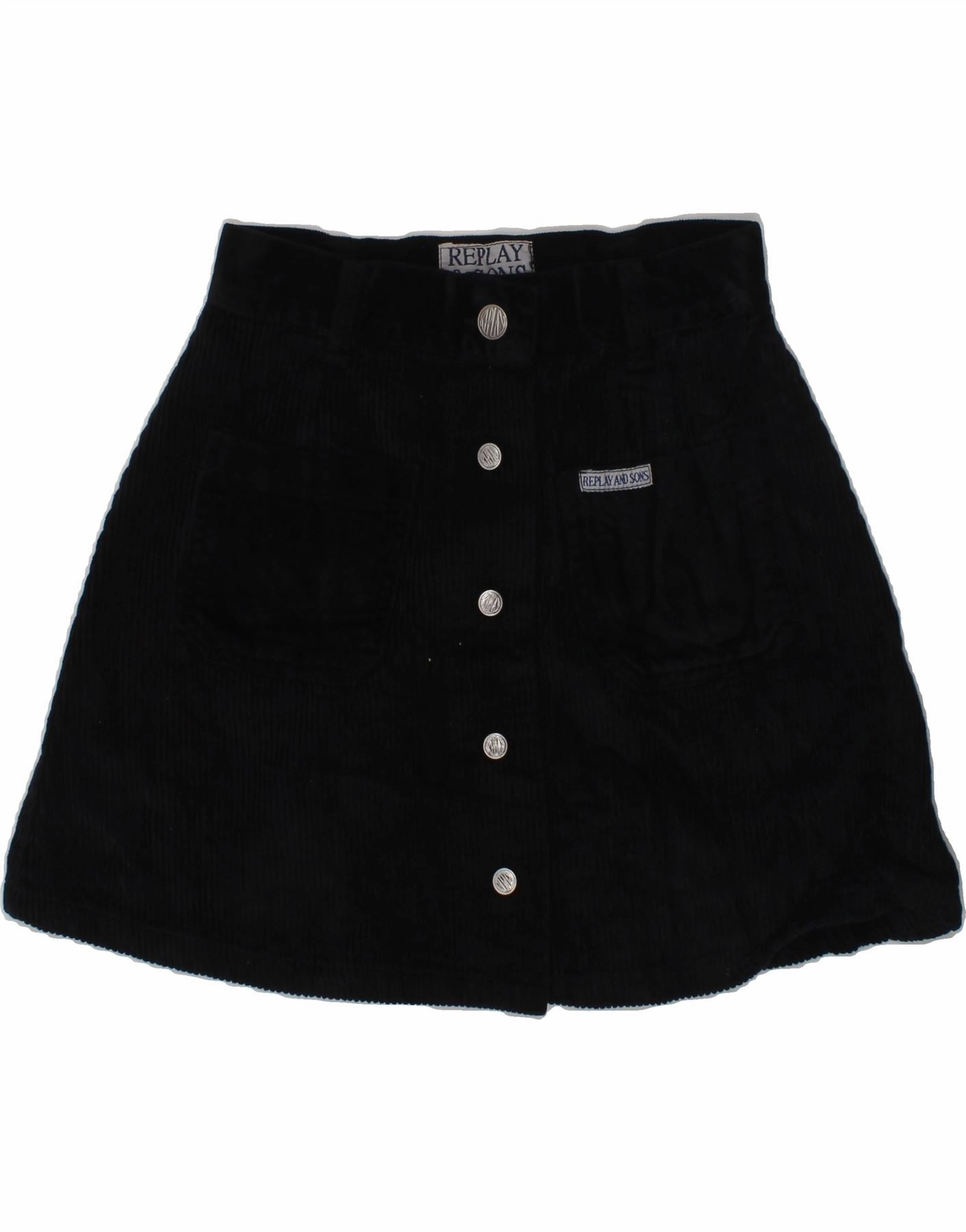 Boho Tone Pure Elegance REPLAY AND SONS Girls Corduroy Skirt 6-7 Years W22 Black Cotton