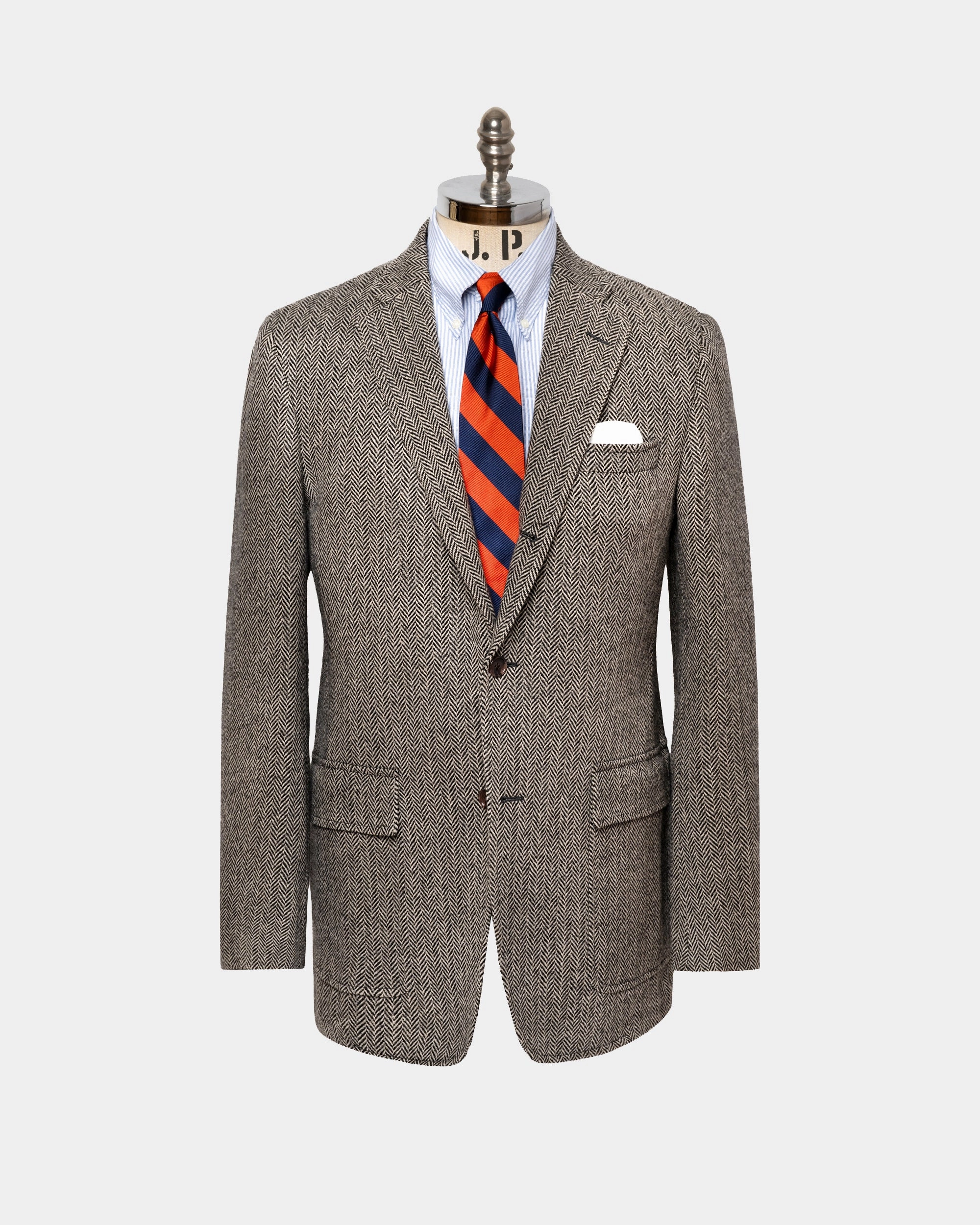 Made-in-USA Black & Cream Herringbone Lambswool Sport Coat Comfortable Wearable Timeless Cut