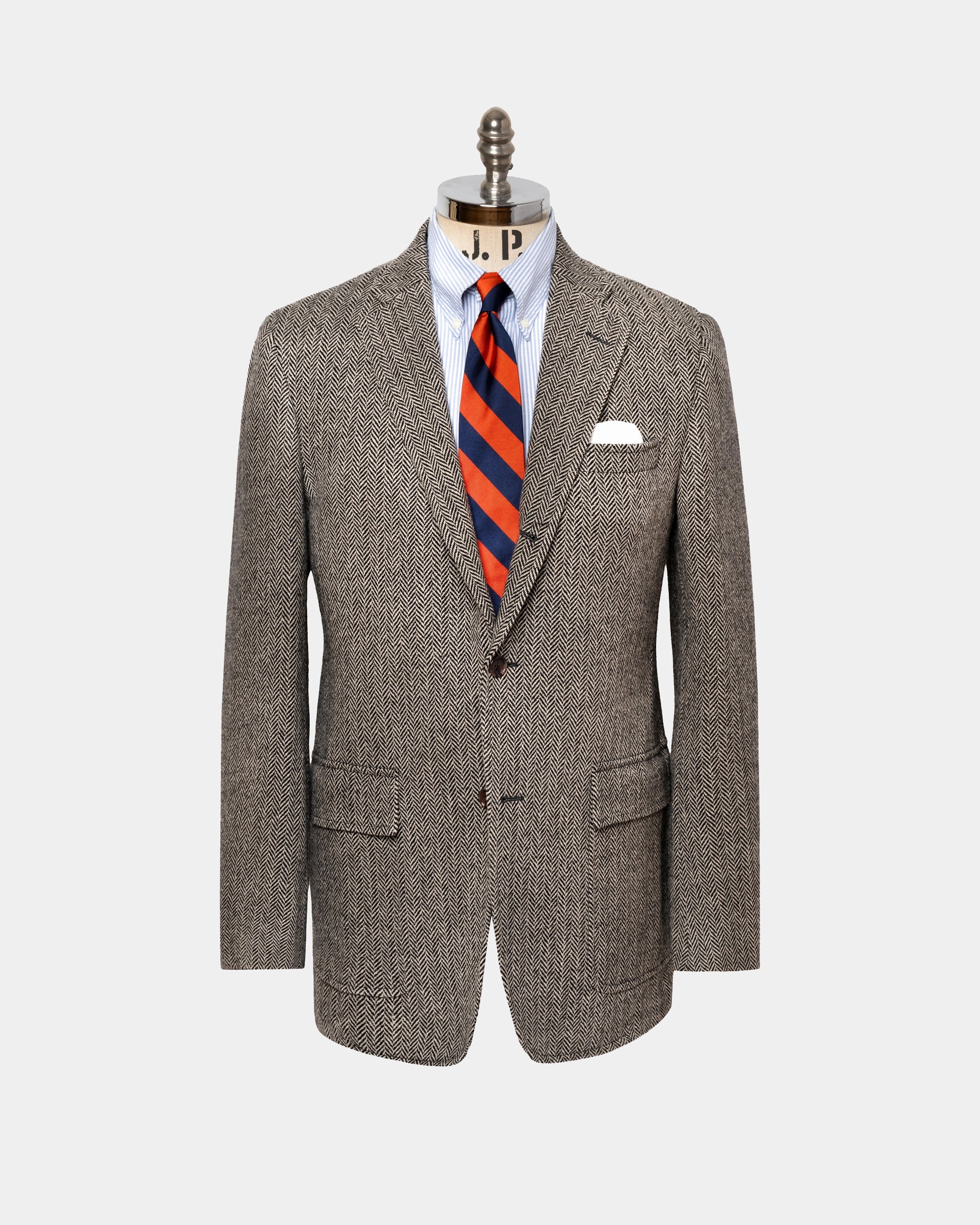 Made-in-USA Black & Cream Herringbone Lambswool Sport Coat Sharp Business Design Business Look