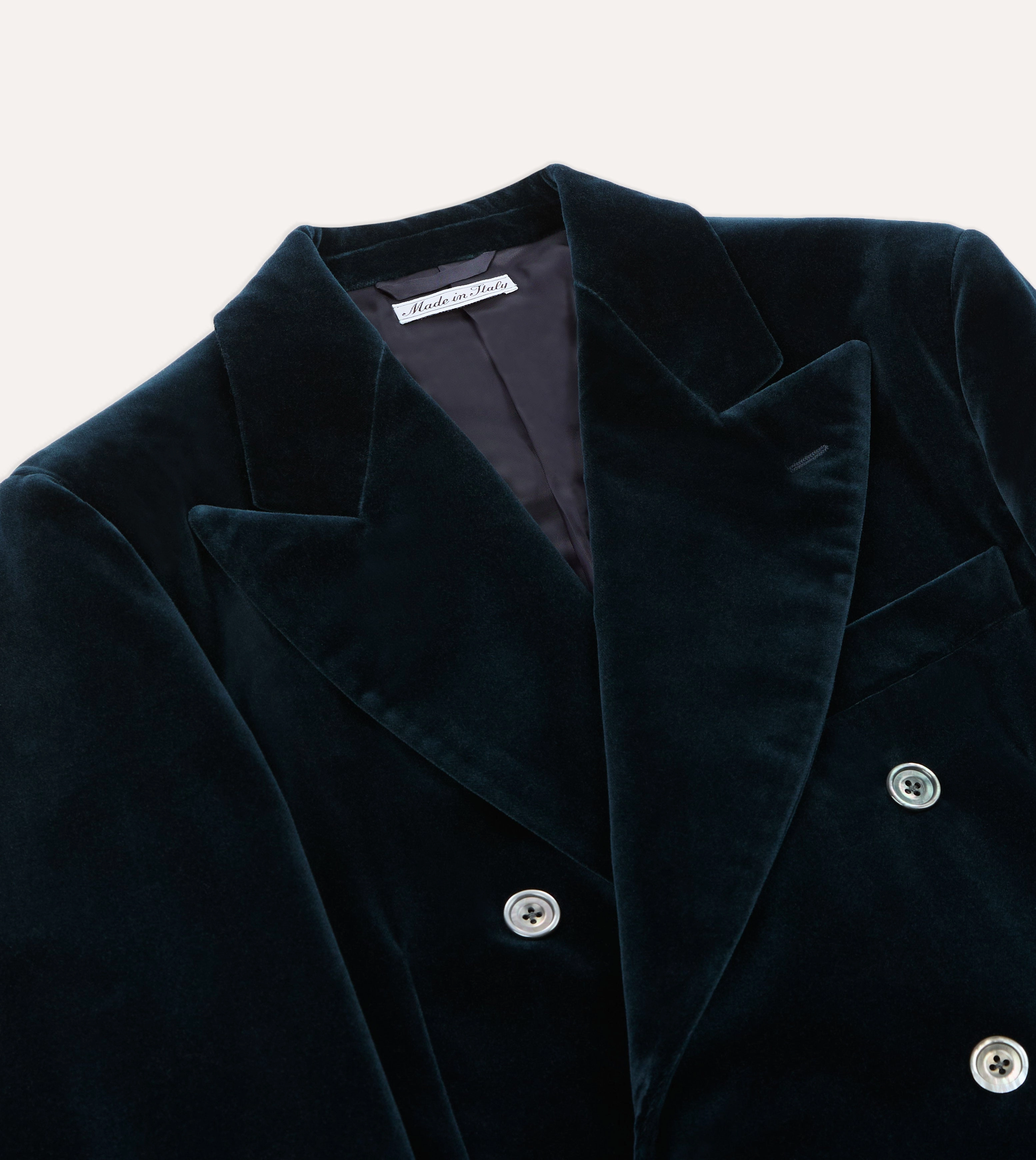 Elegant Fit Breathable fabric technology Navy Velvet Double-Breasted Blazer