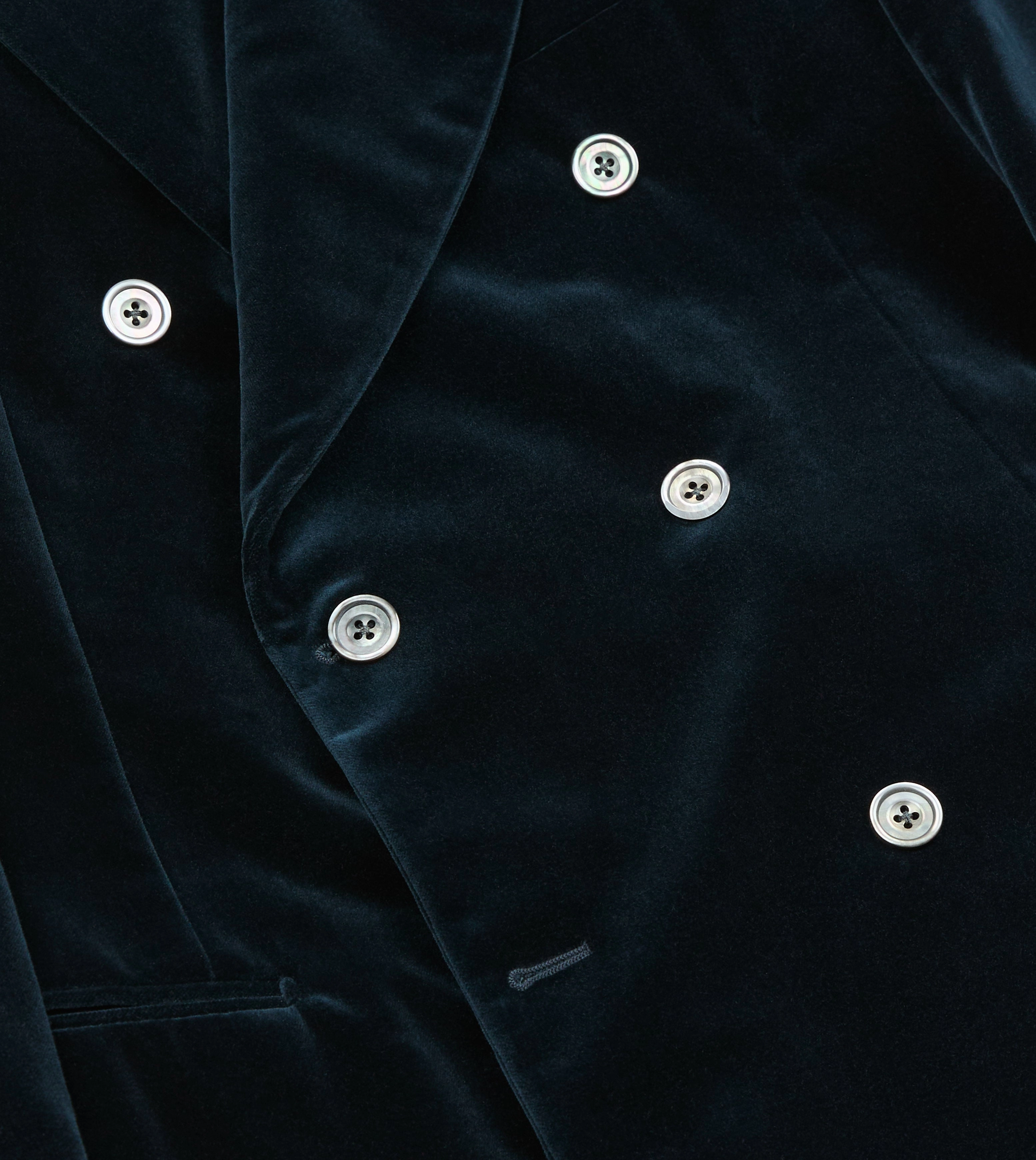Navy Velvet Double-Breasted Blazer Luxury Wearable Sculpted comfort