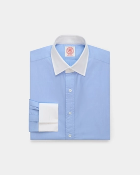 Trendsetter Choice color block Made-in-USA Thomas Mason Blue Contrast Collar French Cuff Dress Shirt - Regular Fit