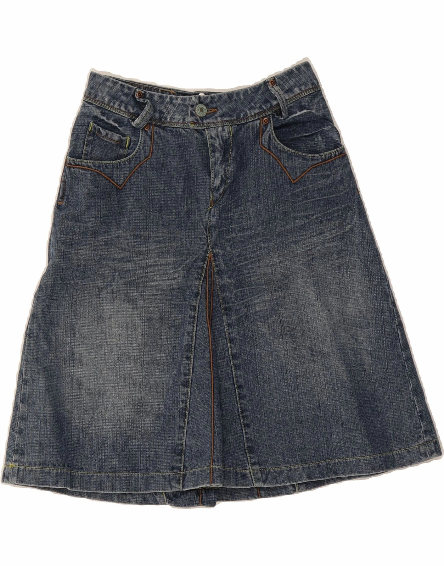 LEVI'S Girls Denim Skirt 11-12 Years W24  Blue Cotton Classic Layer Lace-Edge