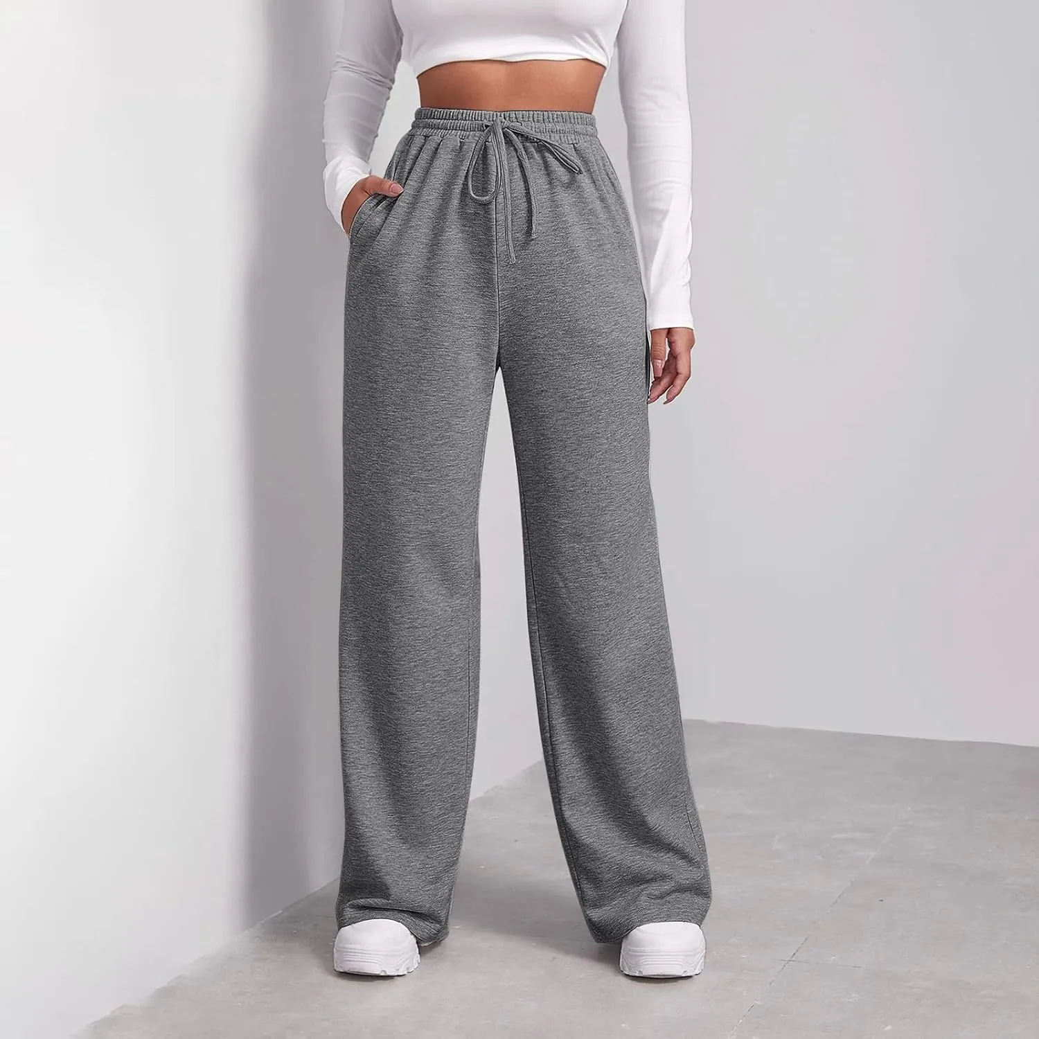Petite Sweatpants for Women Girls Teen Plus Size Athletic Joggers with Pockets 2024 Straight Fleece Cargo Pants