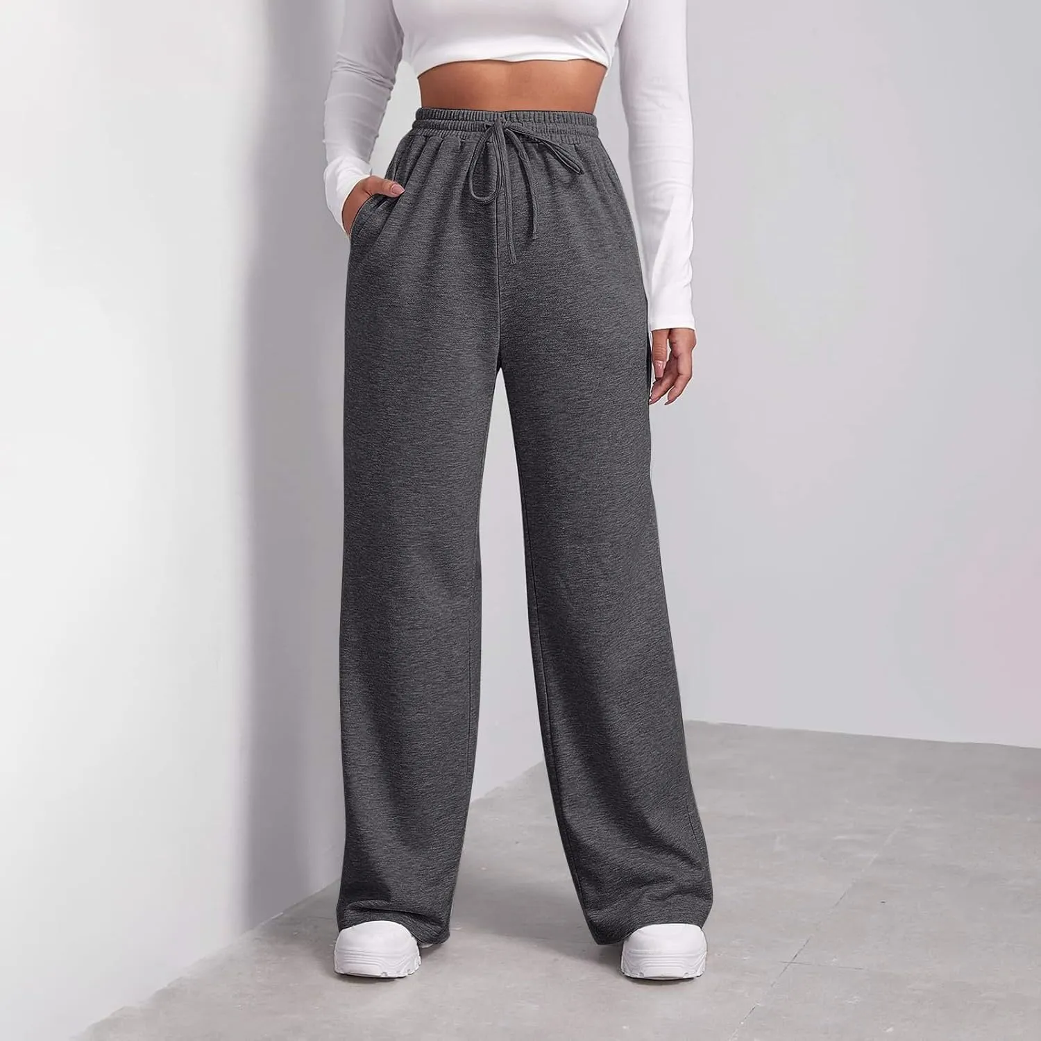 Petite Sweatpants for Women Girls Teen Plus Size Athletic Joggers with Pockets 2024 Straight Fleece Cargo Pants