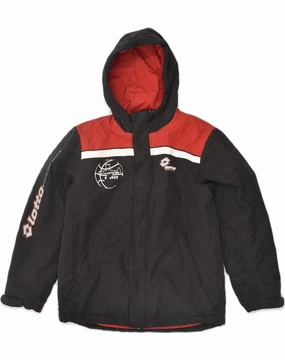 Debit Hairspray LOTTO Boys Hooded Windbreaker Jacket 13-14 Years Large Black Polyester