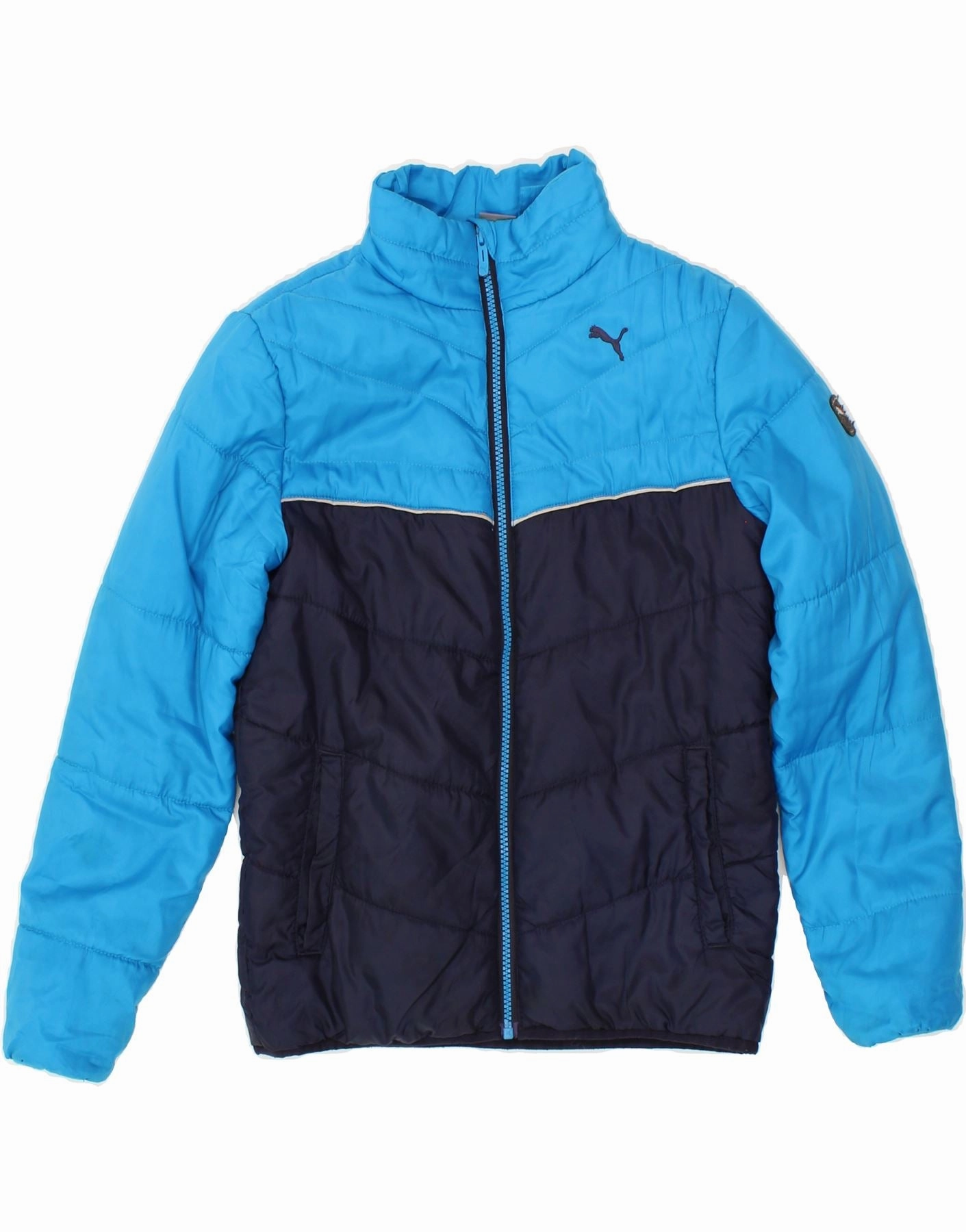 Shampoo Subtle Texture PUMA Boys Padded Jacket 11-12 Years Blue Colourblock Polyester