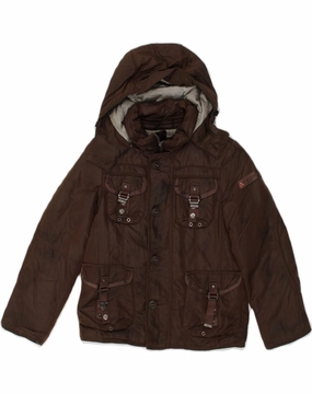 PEUTEREY Boys Hooded Padded Jacket 9-10 Years Medium Brown Polyamide Forest starlight