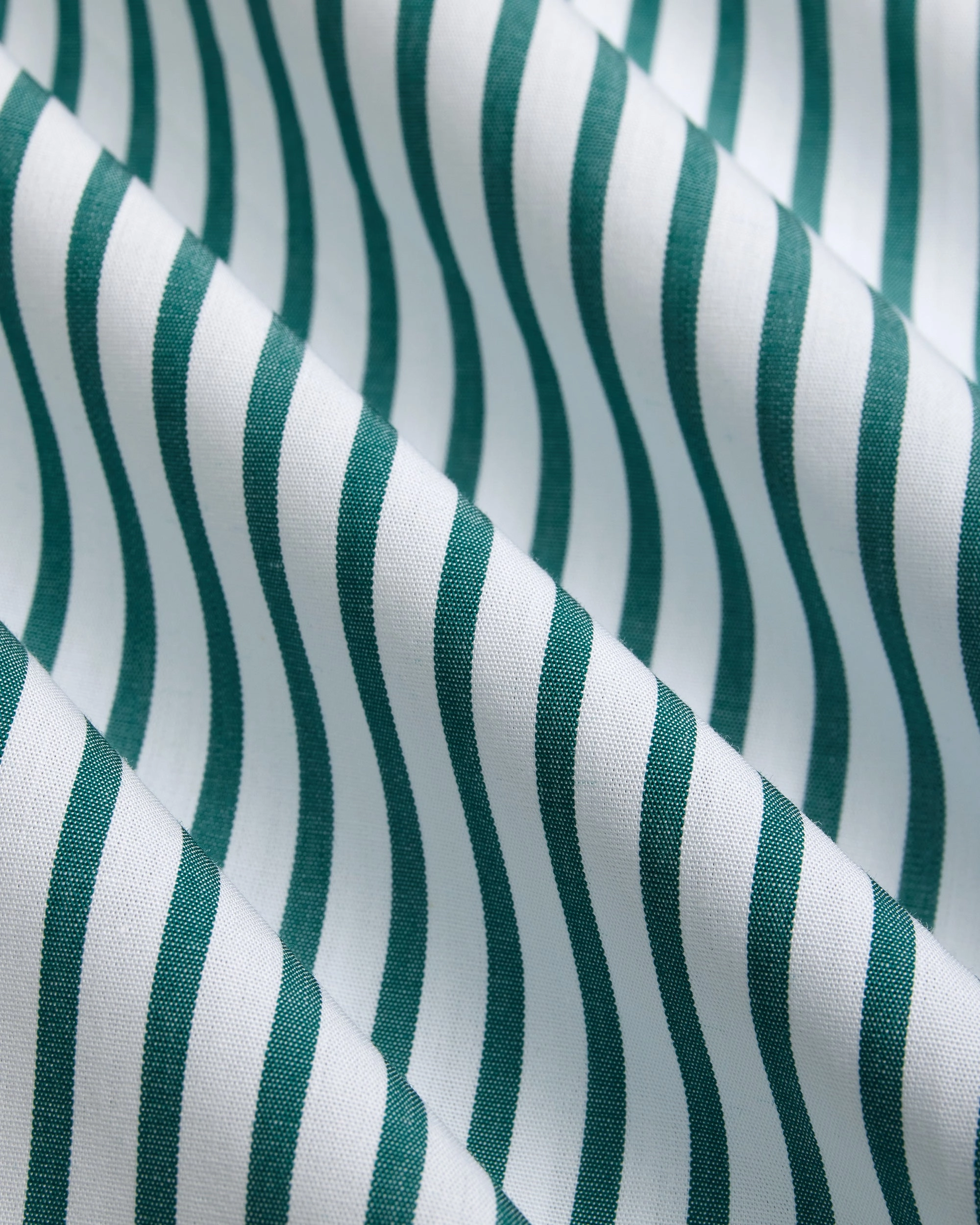 Neutral Tone Made-in-Canada Hunter Green Butcher Stripe Broadcloth Button Down Shirt - Classic Fit
