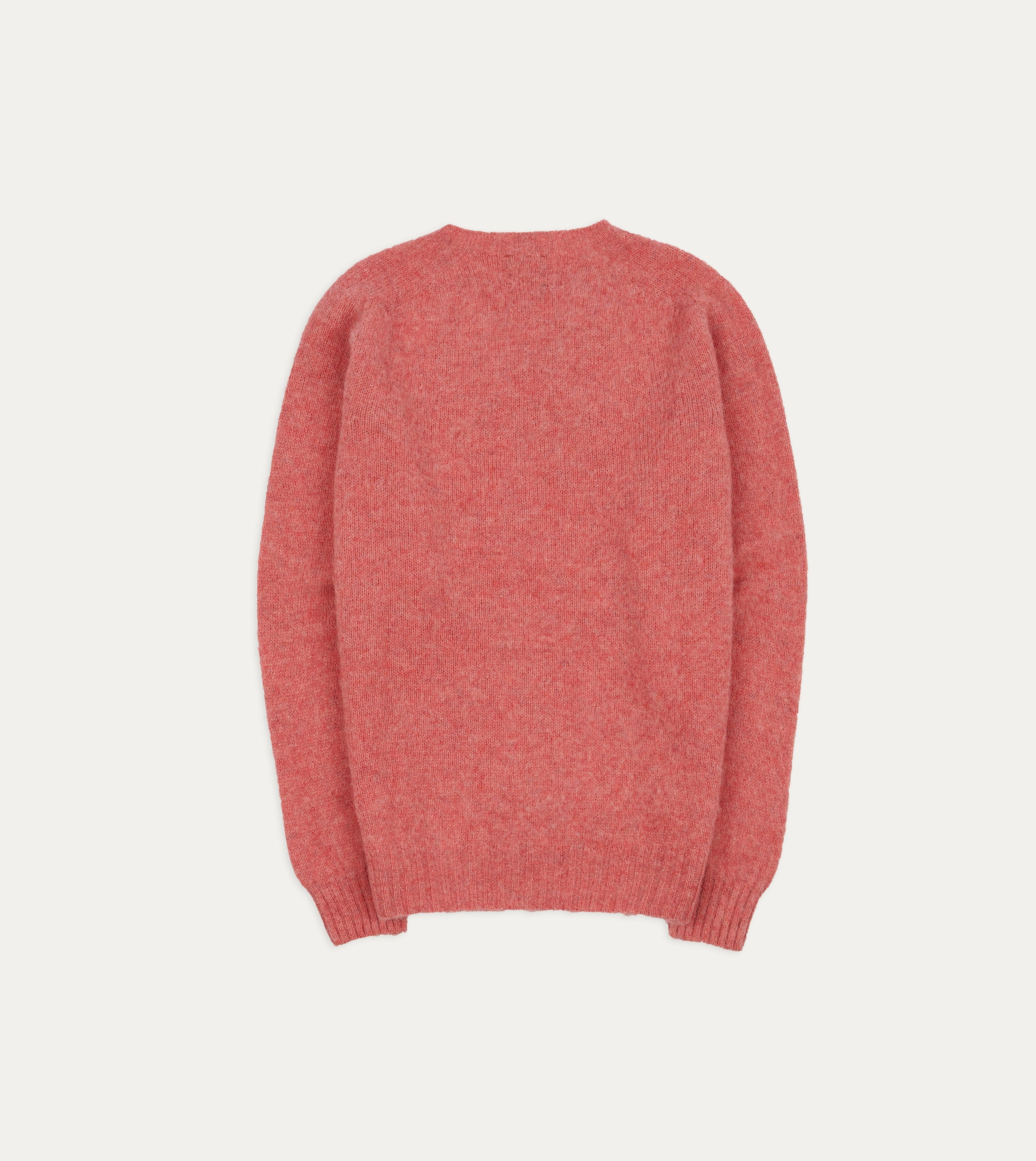 Pink Brushed Shetland Crew Neck Jumper Seasonless Style Gradient Colorfast Dye