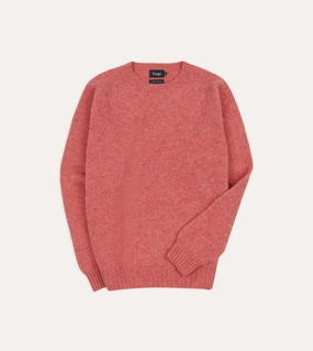 Pink Brushed Shetland Crew Neck Jumper Neutral Look