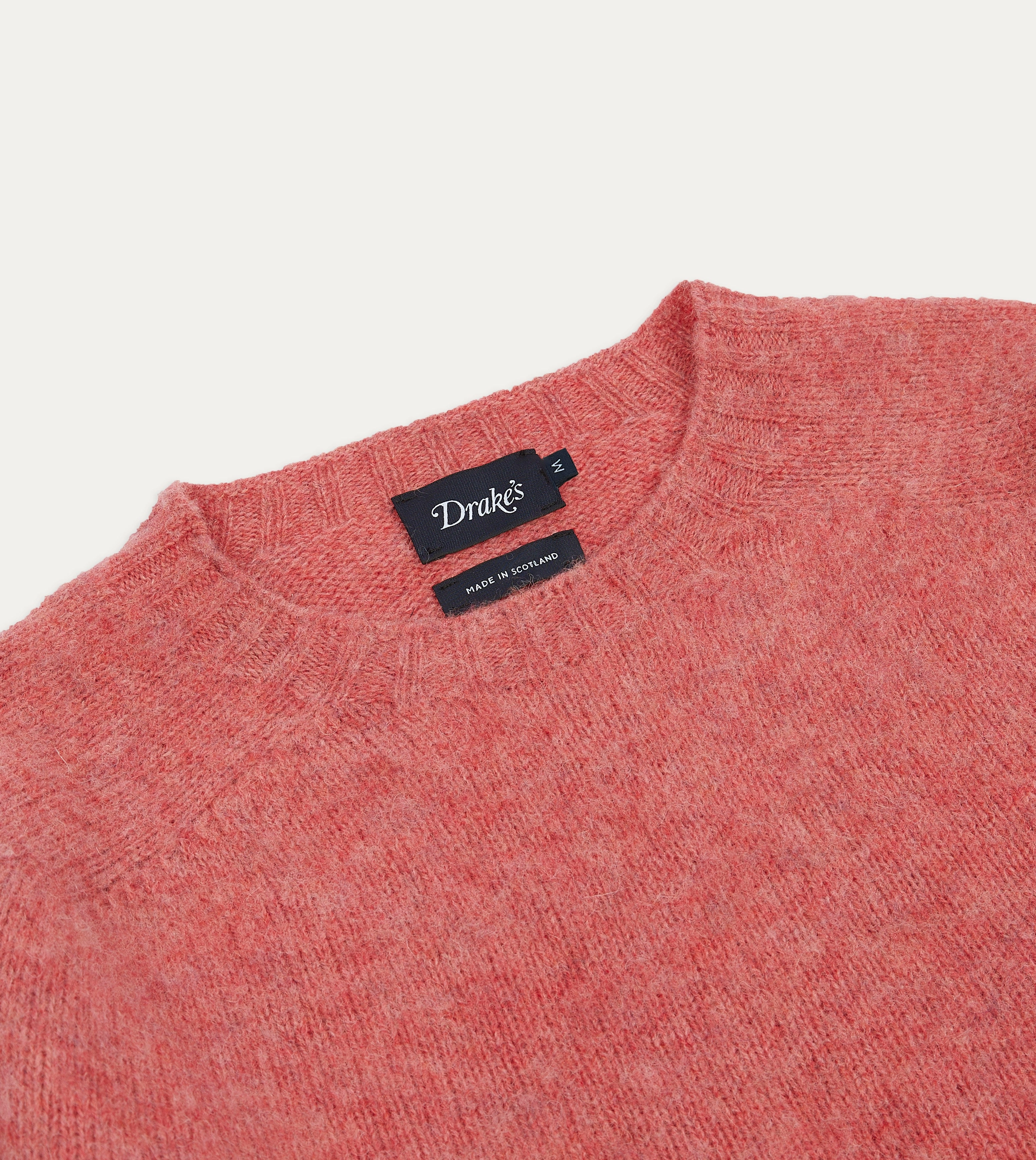 Pink Brushed Shetland Crew Neck Jumper Workday Fit Elegant Look