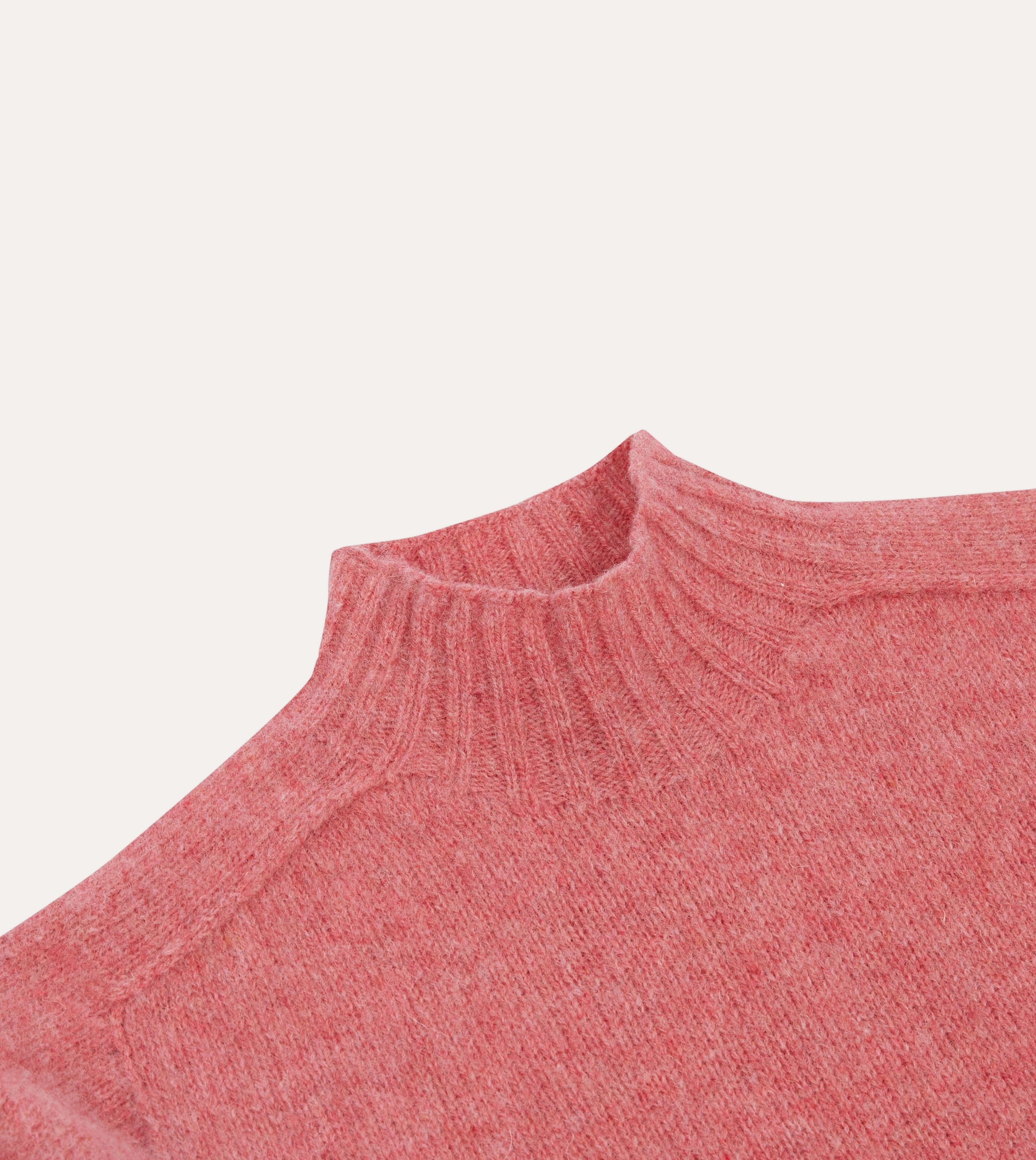 Pink Brushed Shetland Mock Neck Jumper Brushed Interior hypoallergenic material