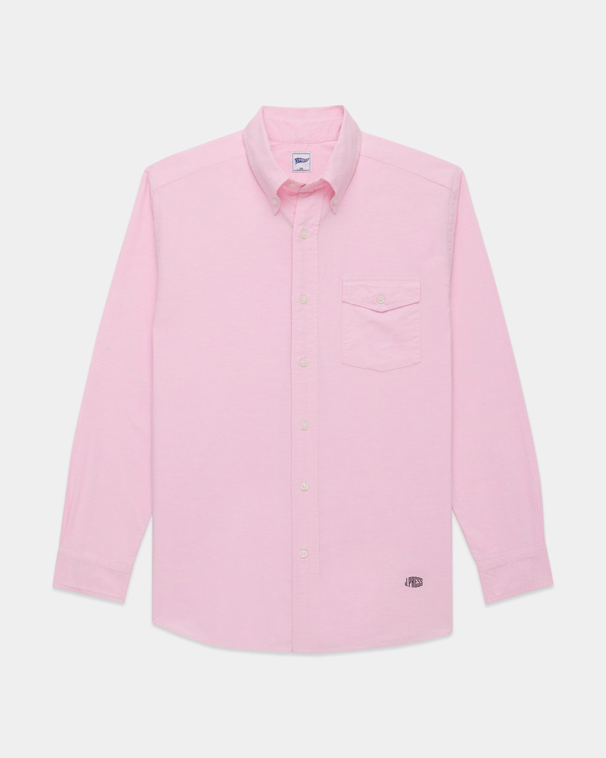 Pink Enzyme-Wash Oxford Striped Shirt - Flap Pocket - Trim Fit Urban Fashion Travel Friendly