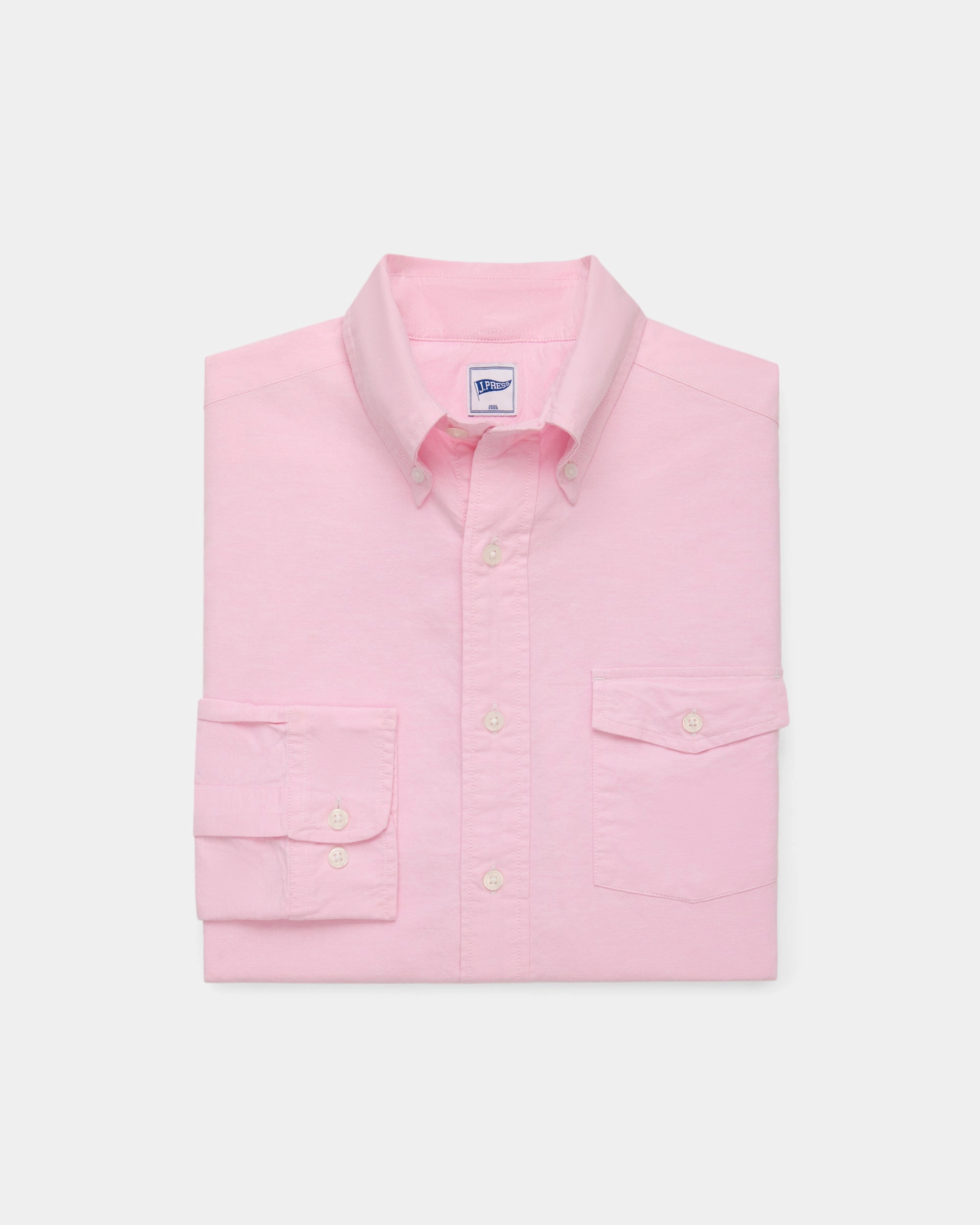 Functional Design Resort Wear Pink Enzyme-Wash Oxford Striped Shirt - Flap Pocket - Trim Fit