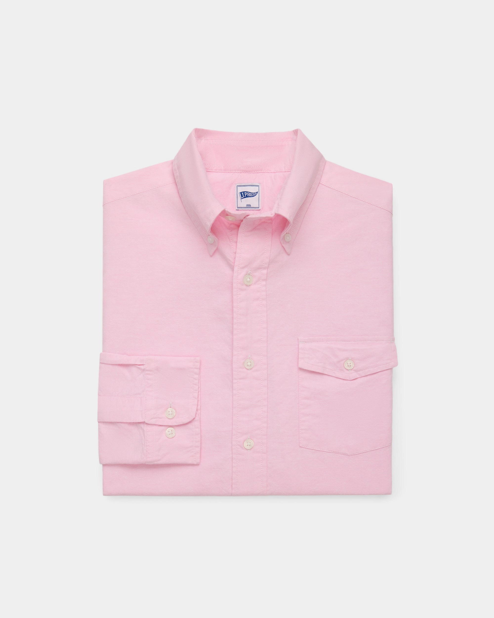 Modern Look Button front Pink Enzyme-Wash Oxford Striped Shirt - Flap Pocket - Trim Fit
