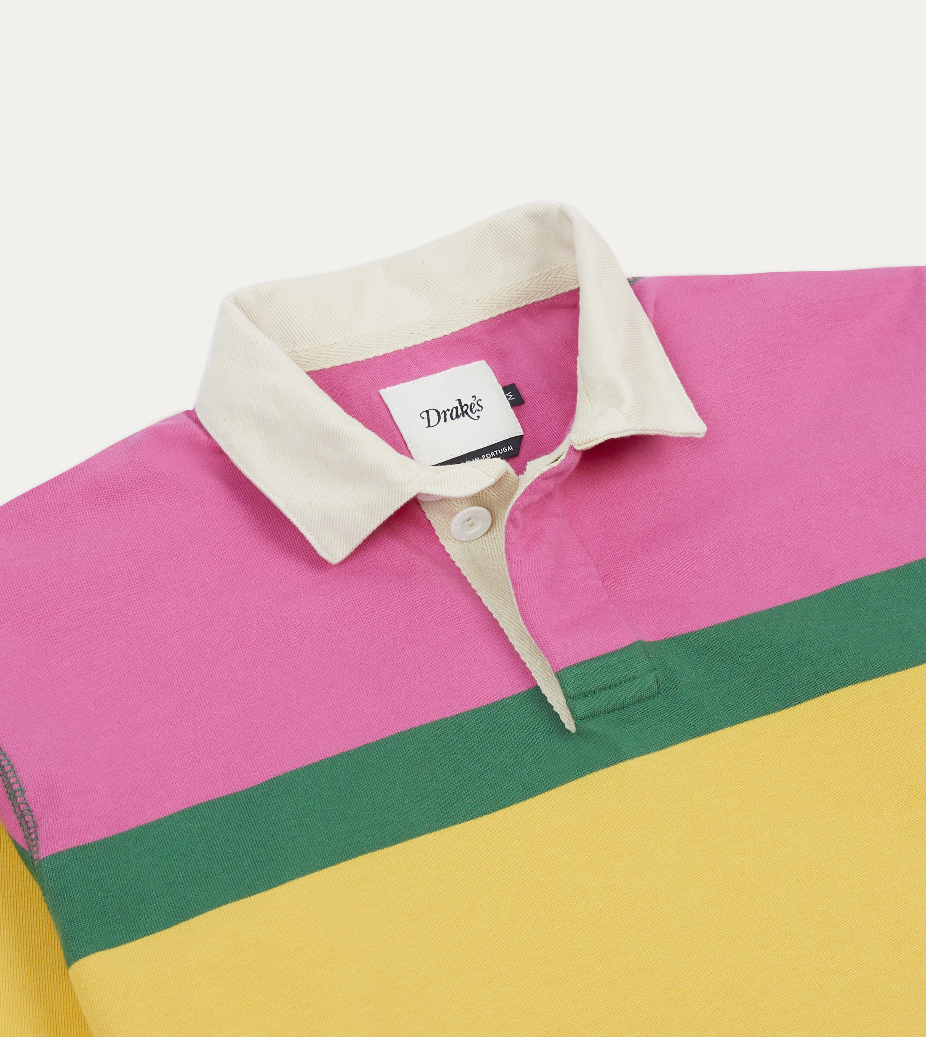 Pink, Green, Yellow and Navy Multi Stripe Cotton Rugby Shirt Breathable Underarm Vents
