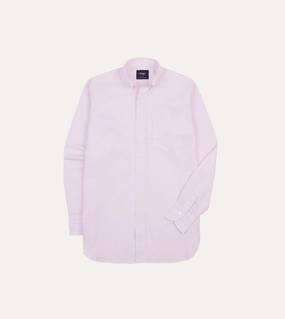 Midweight Textile Pink Narrow Stripe Cotton Poplin Button-Down Shirt