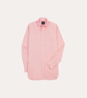 Pink Pinpoint Oxford Cotton Cloth Button-Down Shirt Ruffle Edge