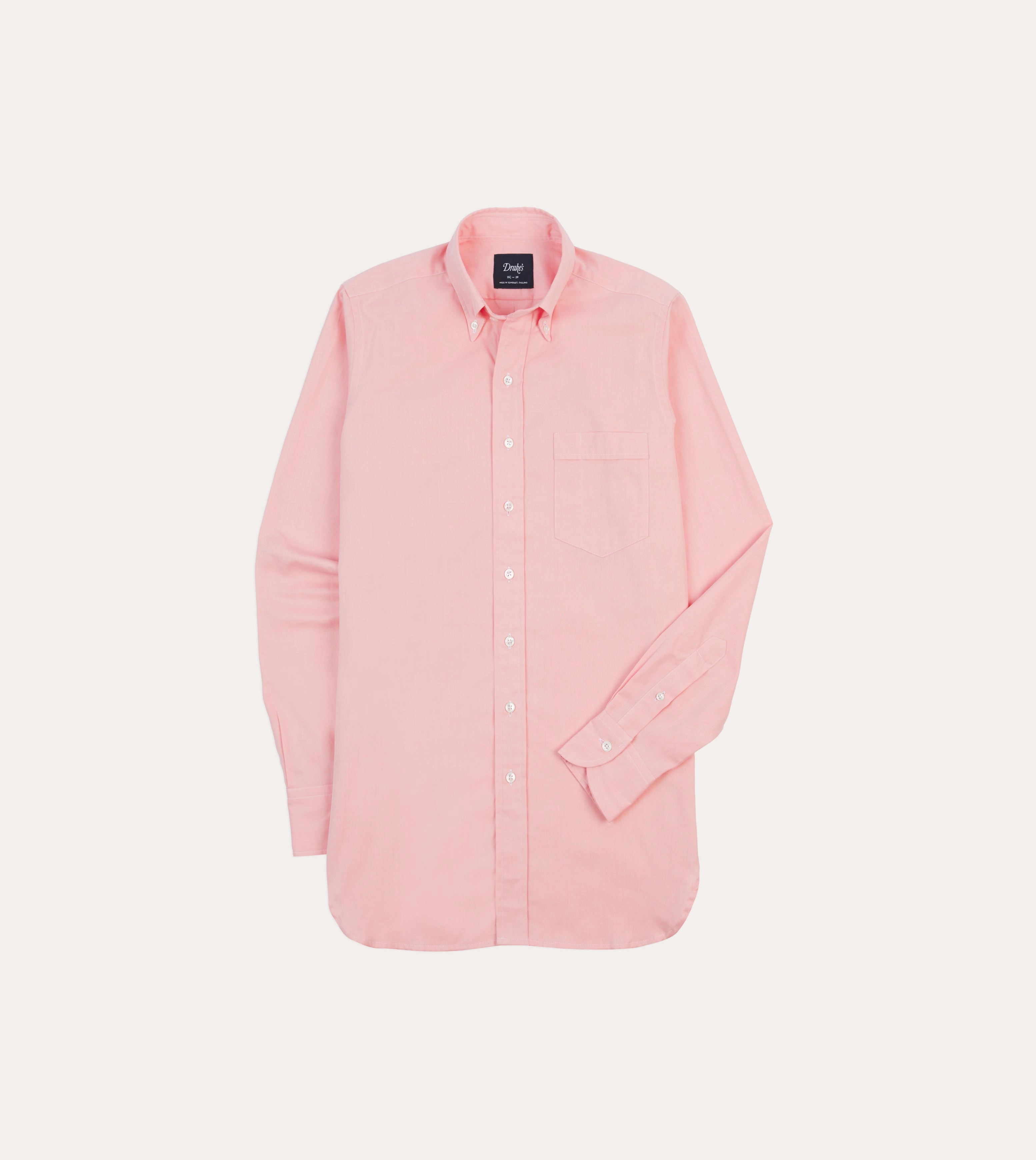 Pink Pinpoint Oxford Cotton Cloth Button-Down Shirt Ruffle Edge