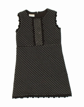 Button-Cuff PINKO Girls Sleeveless Shift Dress 7-8 Years Black Spotted Acrylic