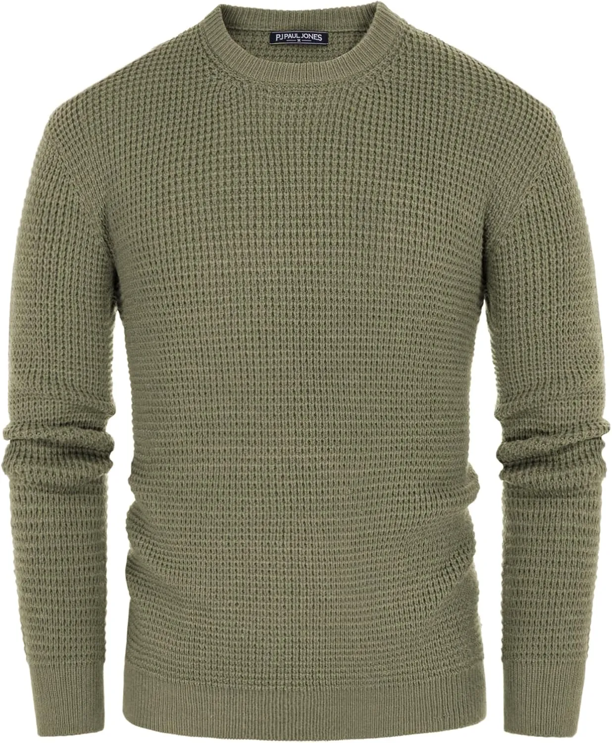 PJ PAUL JONES Mens Crewneck Pullover Sweater Waffle Textured Long Sleeve Knitted Sweaters
