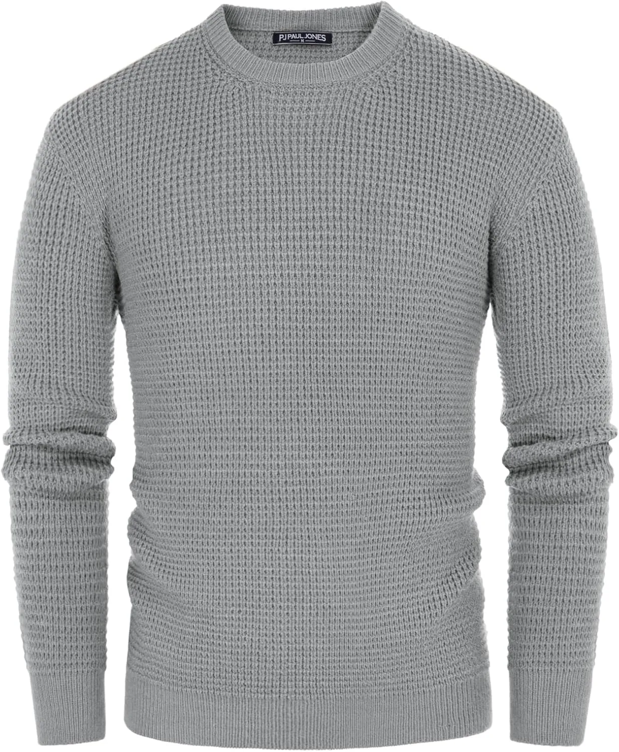 PJ PAUL JONES Mens Crewneck Pullover Sweater Waffle Textured Long Sleeve Knitted Sweaters