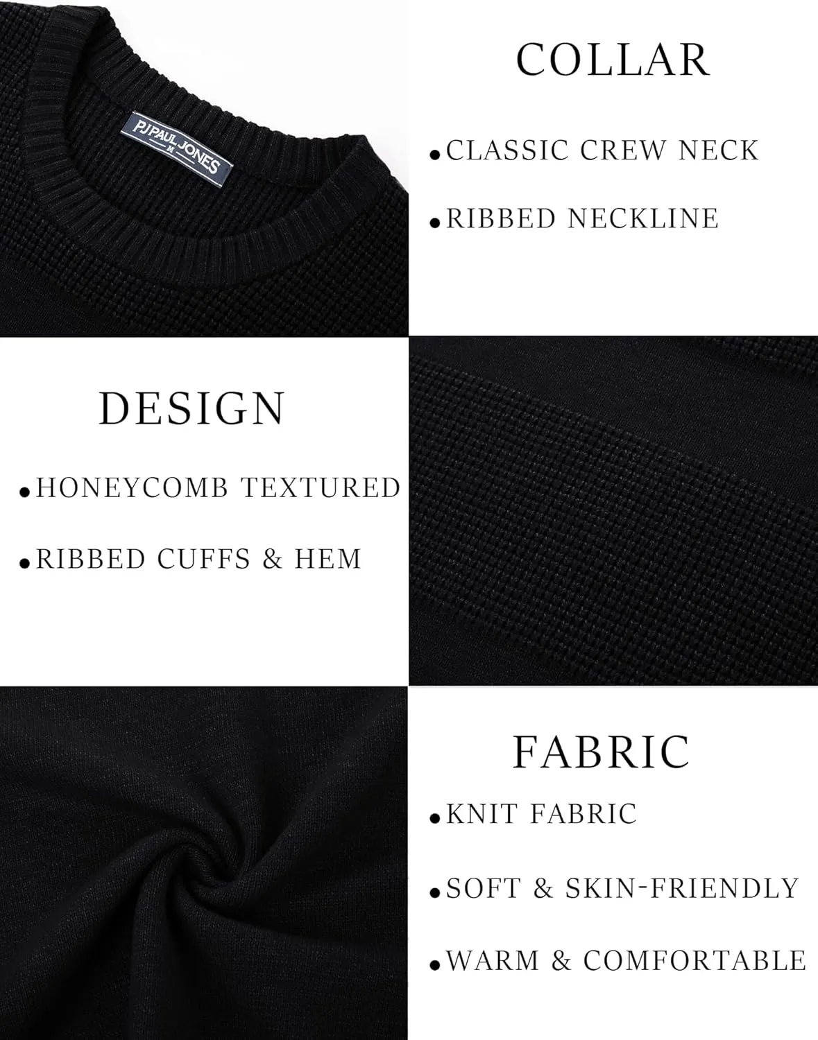 PJ PAUL JONES Mens Sweater Casual Crew Neck Pullover Textured Knit Sweaters