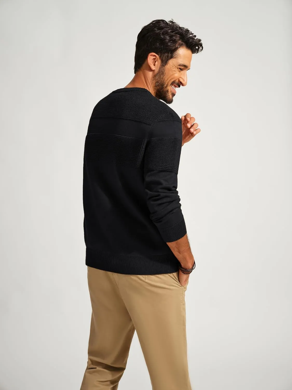 PJ PAUL JONES Mens Sweater Casual Crew Neck Pullover Textured Knit Sweaters