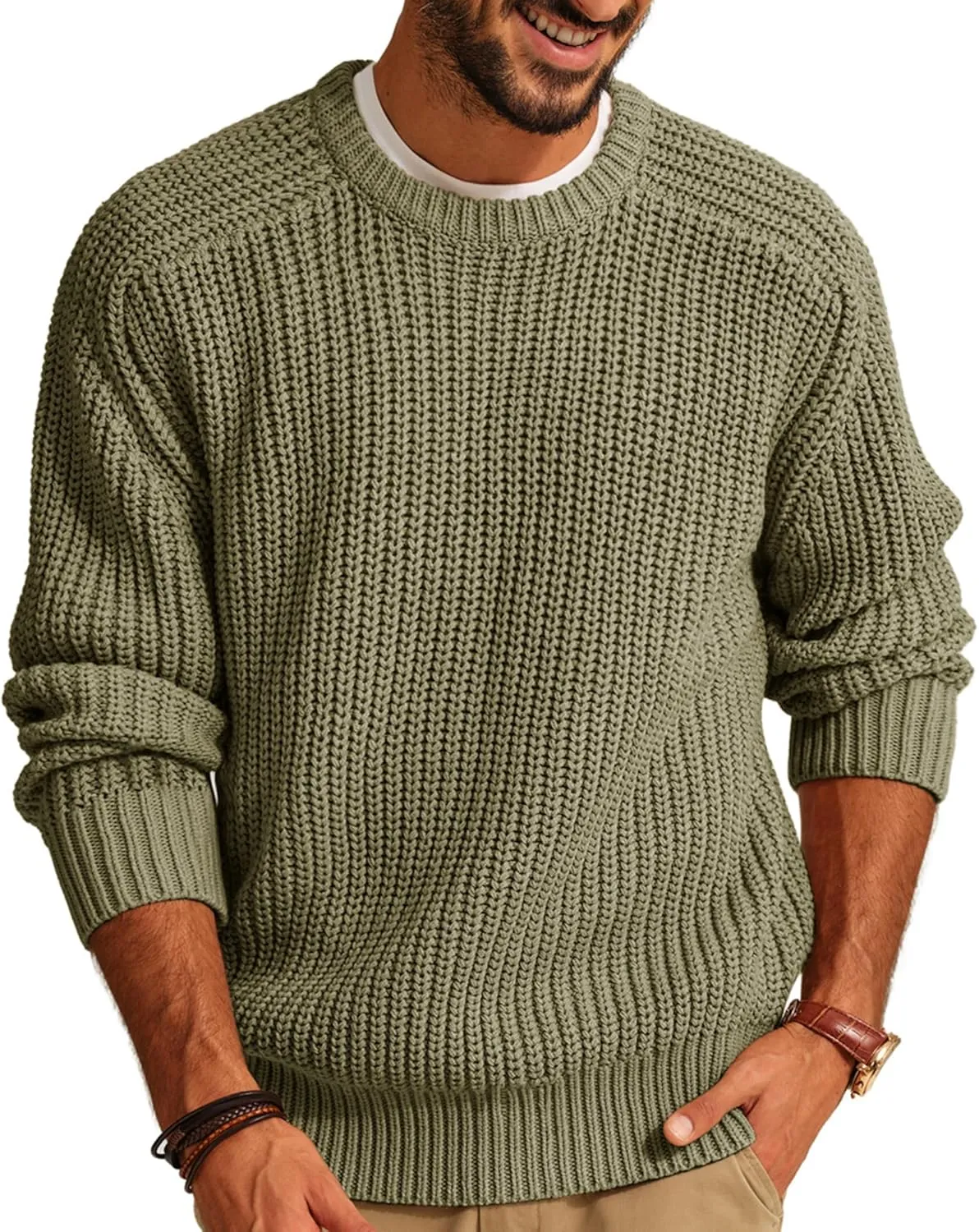 PJ PAUL JONES Mens Sweater Crewneck Knit Sweaters Casual Textured Pullover Sweater