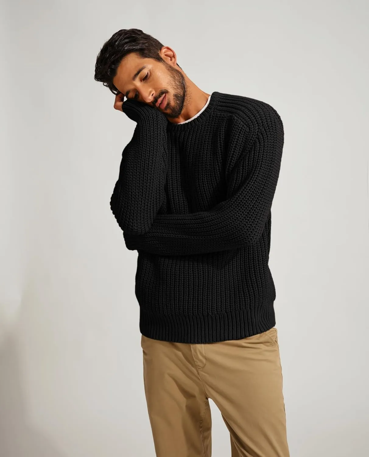PJ PAUL JONES Mens Sweater Crewneck Knit Sweaters Casual Textured Pullover Sweater