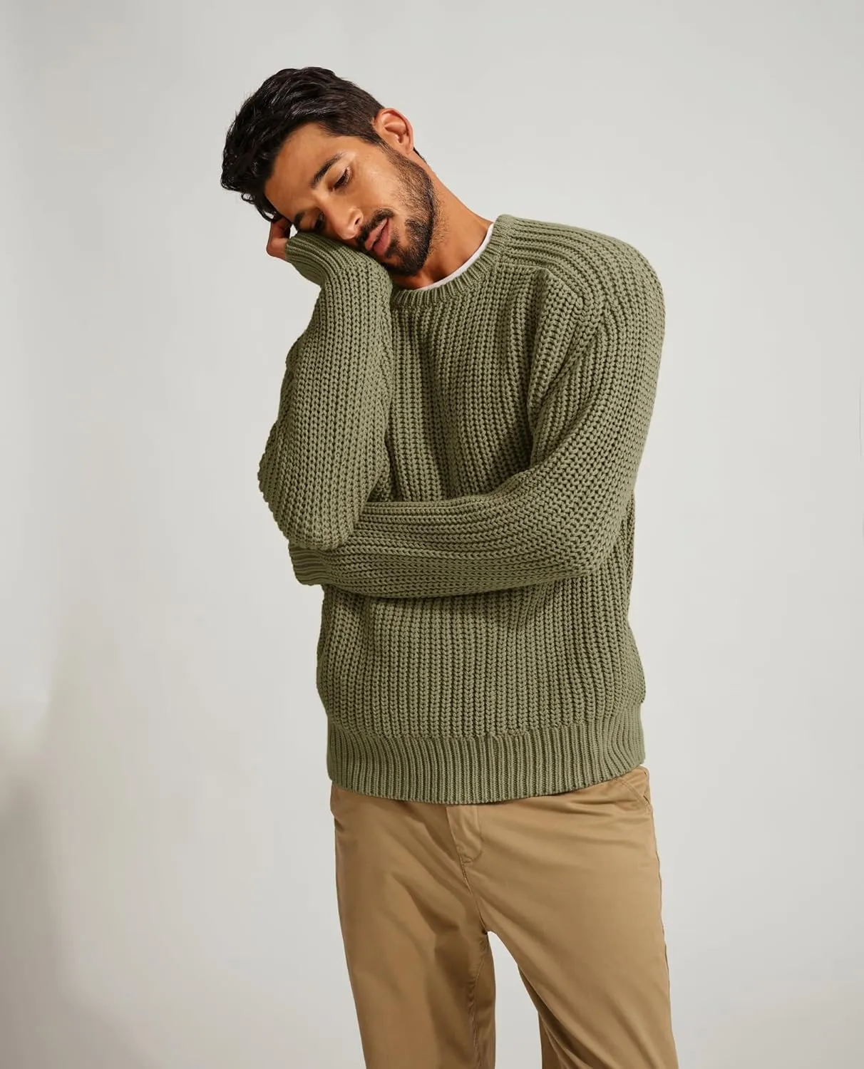 PJ PAUL JONES Mens Sweater Crewneck Knit Sweaters Casual Textured Pullover Sweater