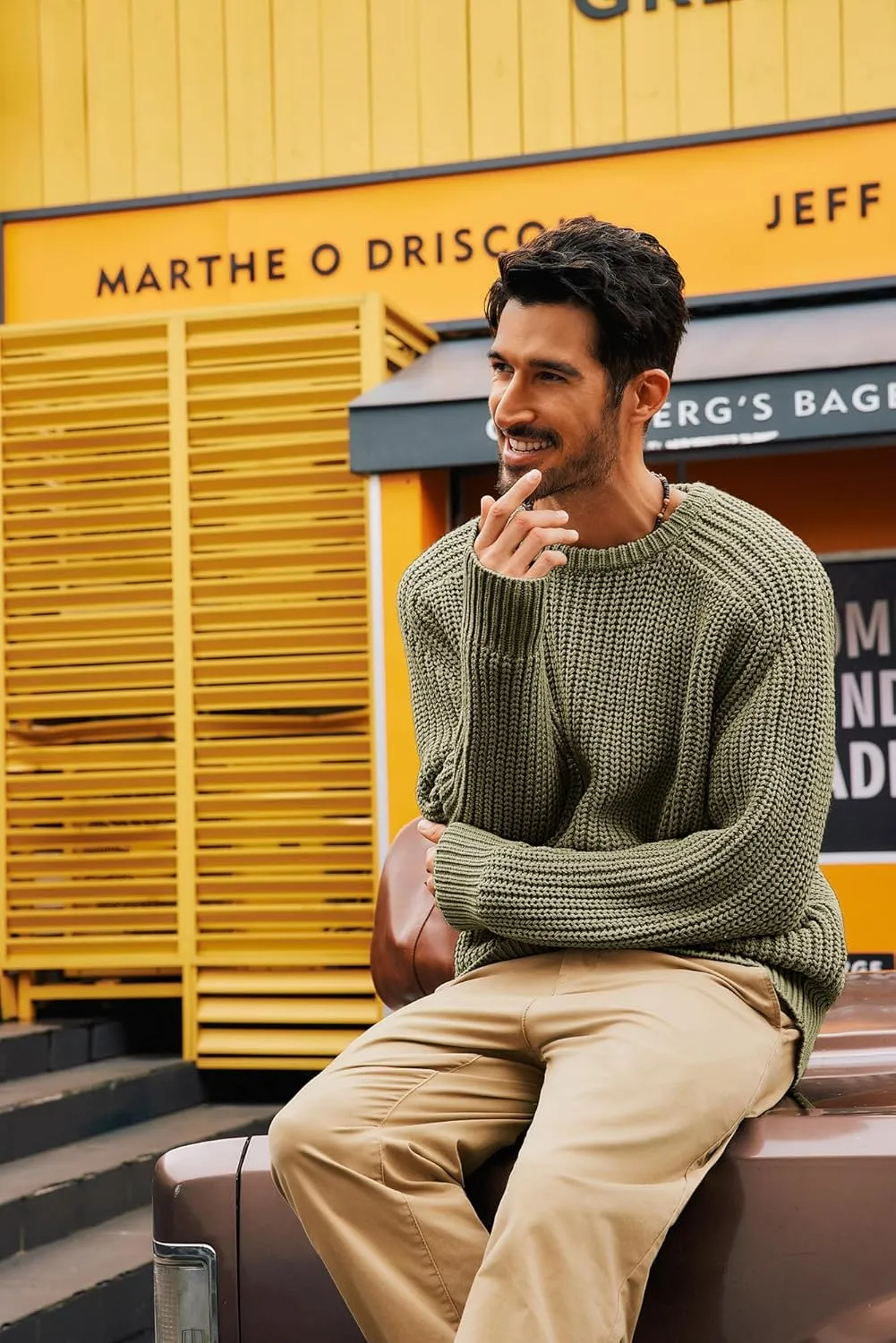 PJ PAUL JONES Mens Sweater Crewneck Knit Sweaters Casual Textured Pullover Sweater